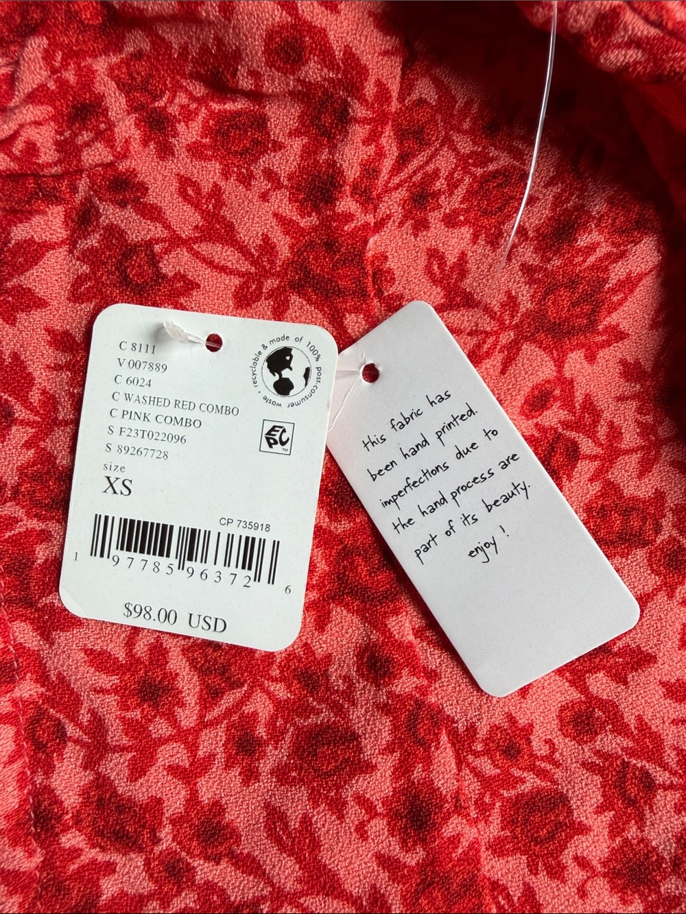 Free People Floral Cropped Tie-Front Top in Coral and Red - Picture 3 of 3